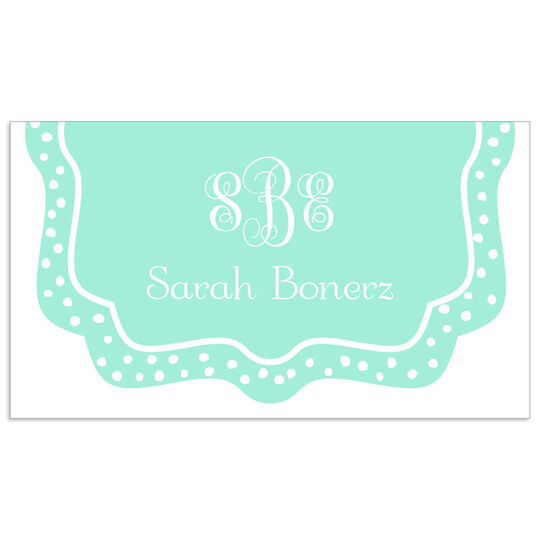Mint Dotted Border Flat Enclosure Cards